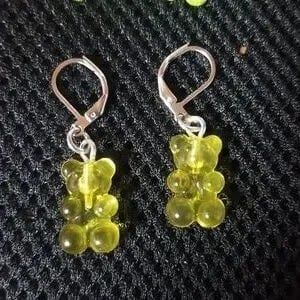 Handmade Yellow Gummy Bear Hanging Earrings-1 Pair